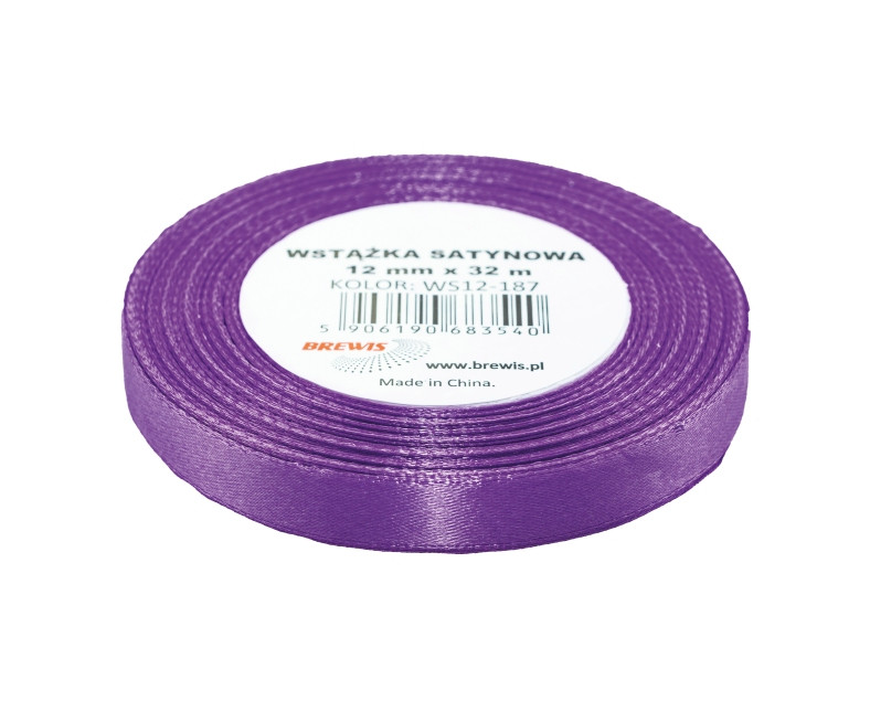 Wstążka satynowa 12mmx32m jasno fioletowa Brewis